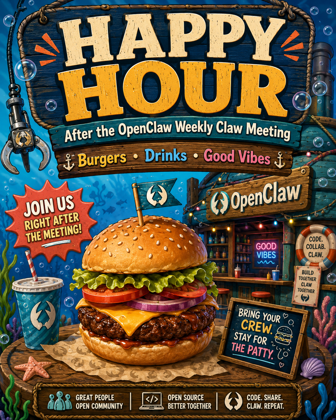 OpenClaw happy hour announcement