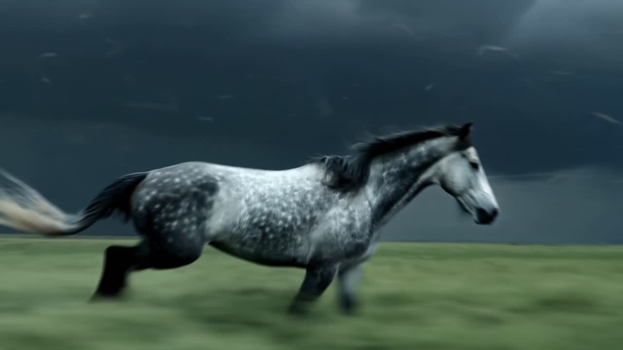 Frame from the official FLUX 3 video demo showing a running horse
