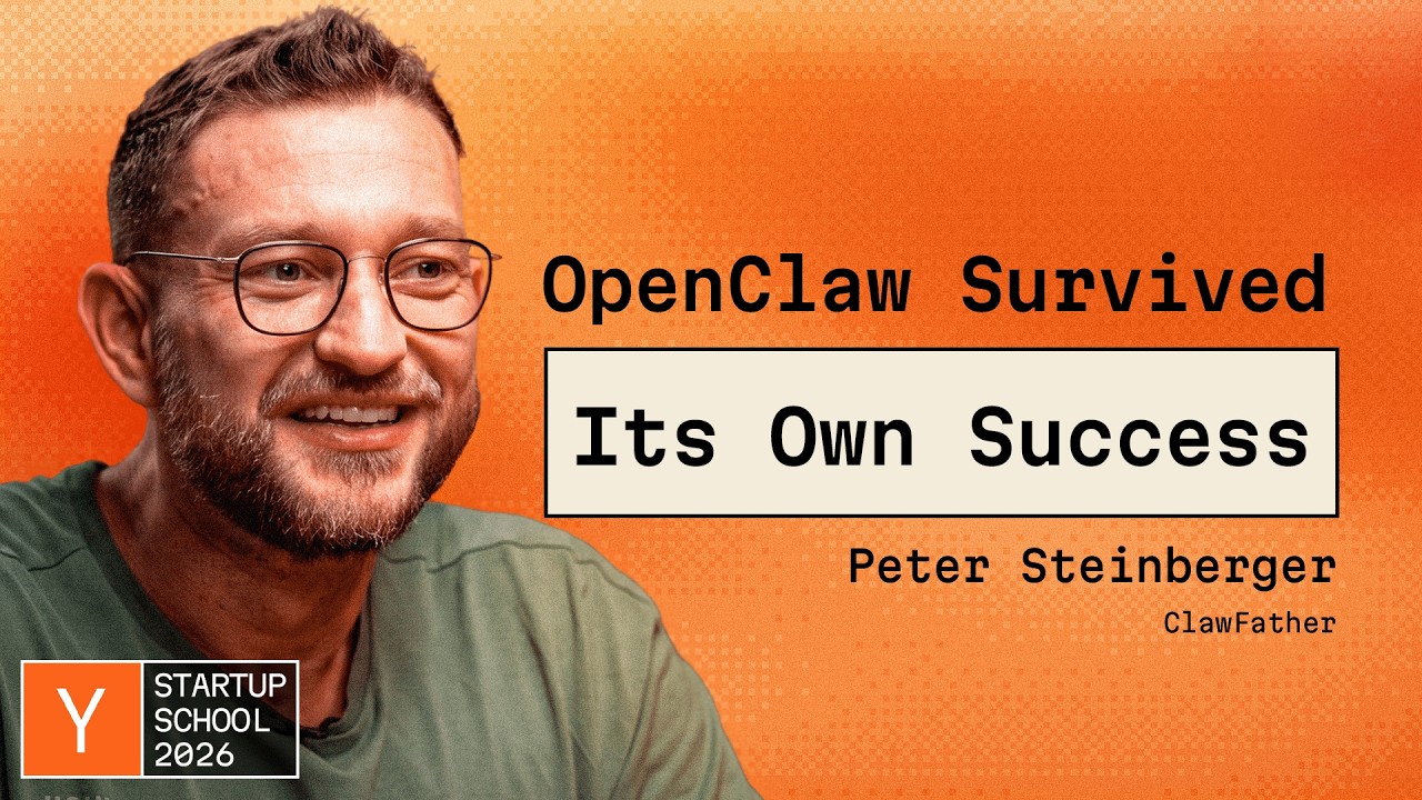 Official YouTube thumbnail for Peter Steinberger at Y Combinator Startup School 2026