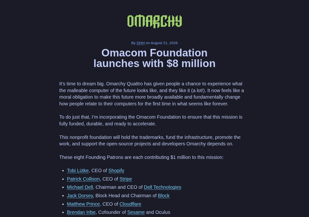 Omacom Foundation launch post: $8M, 8 founding patrons