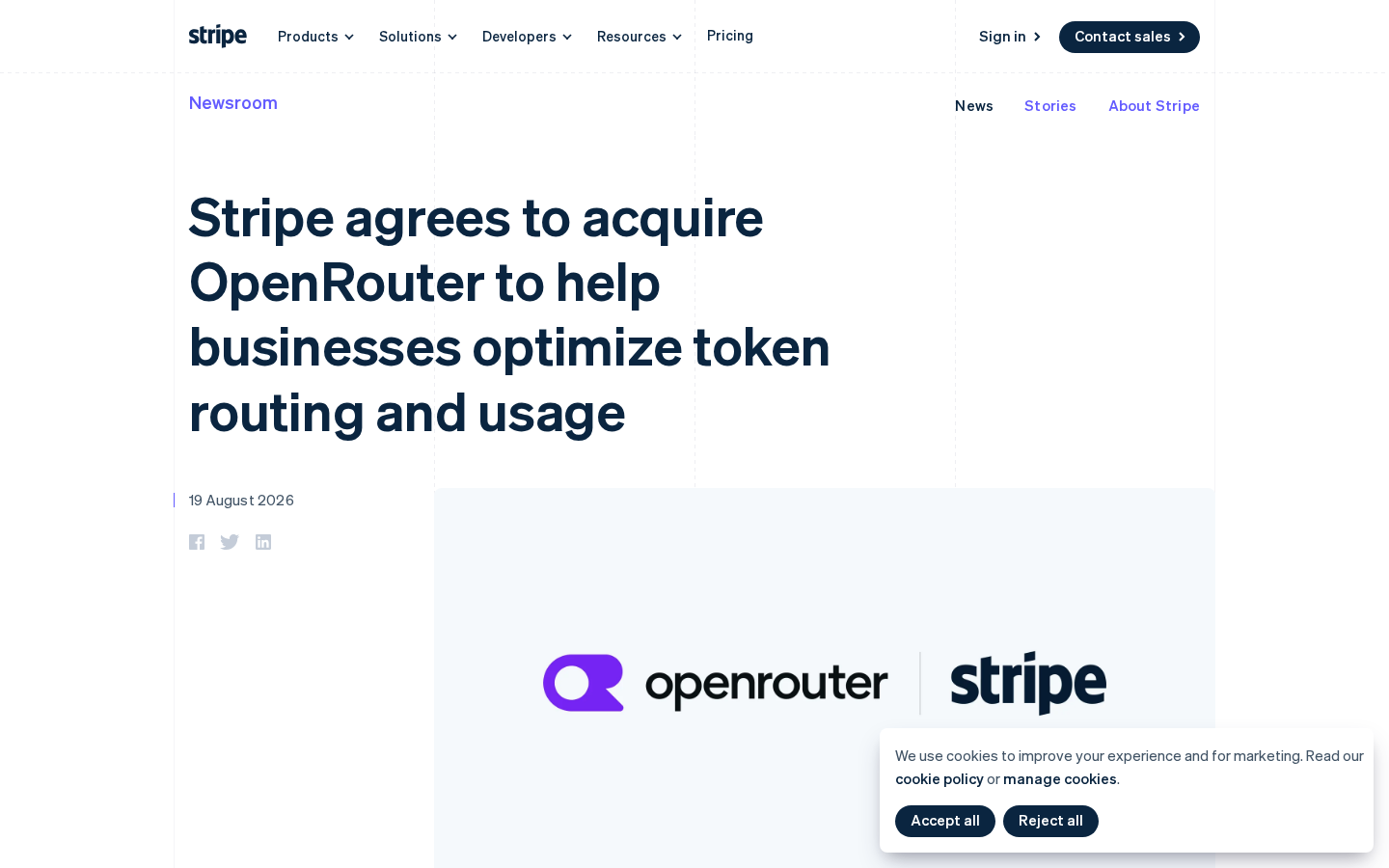 Stripe newsroom — OpenRouter acquisition announcement