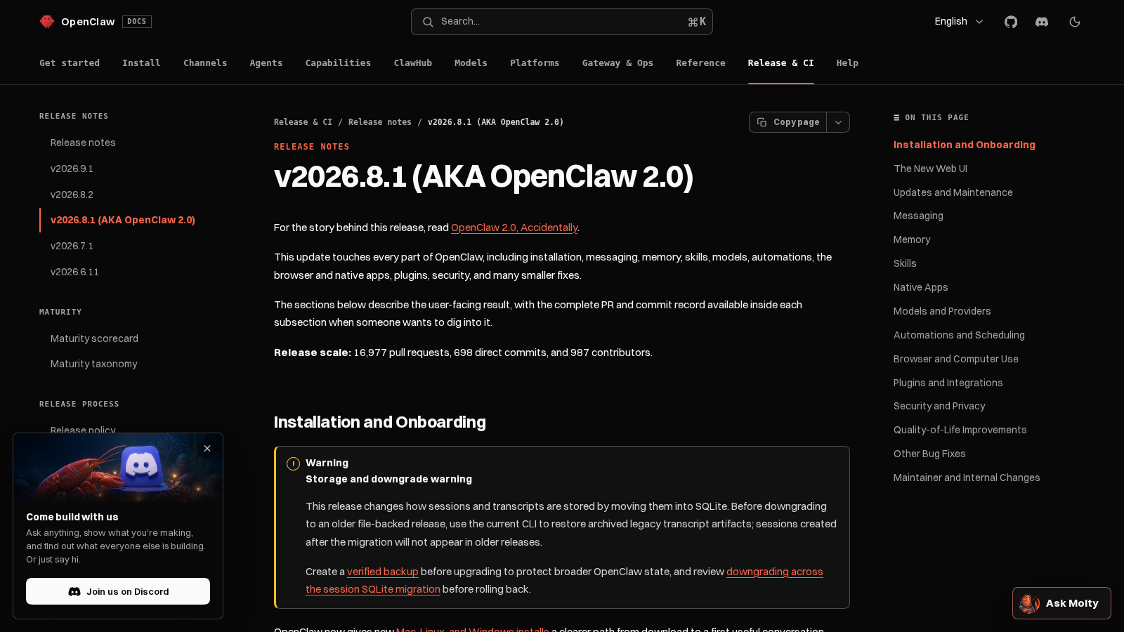 OpenClaw release capture: v2026.8.1, AKA OpenClaw 2.0