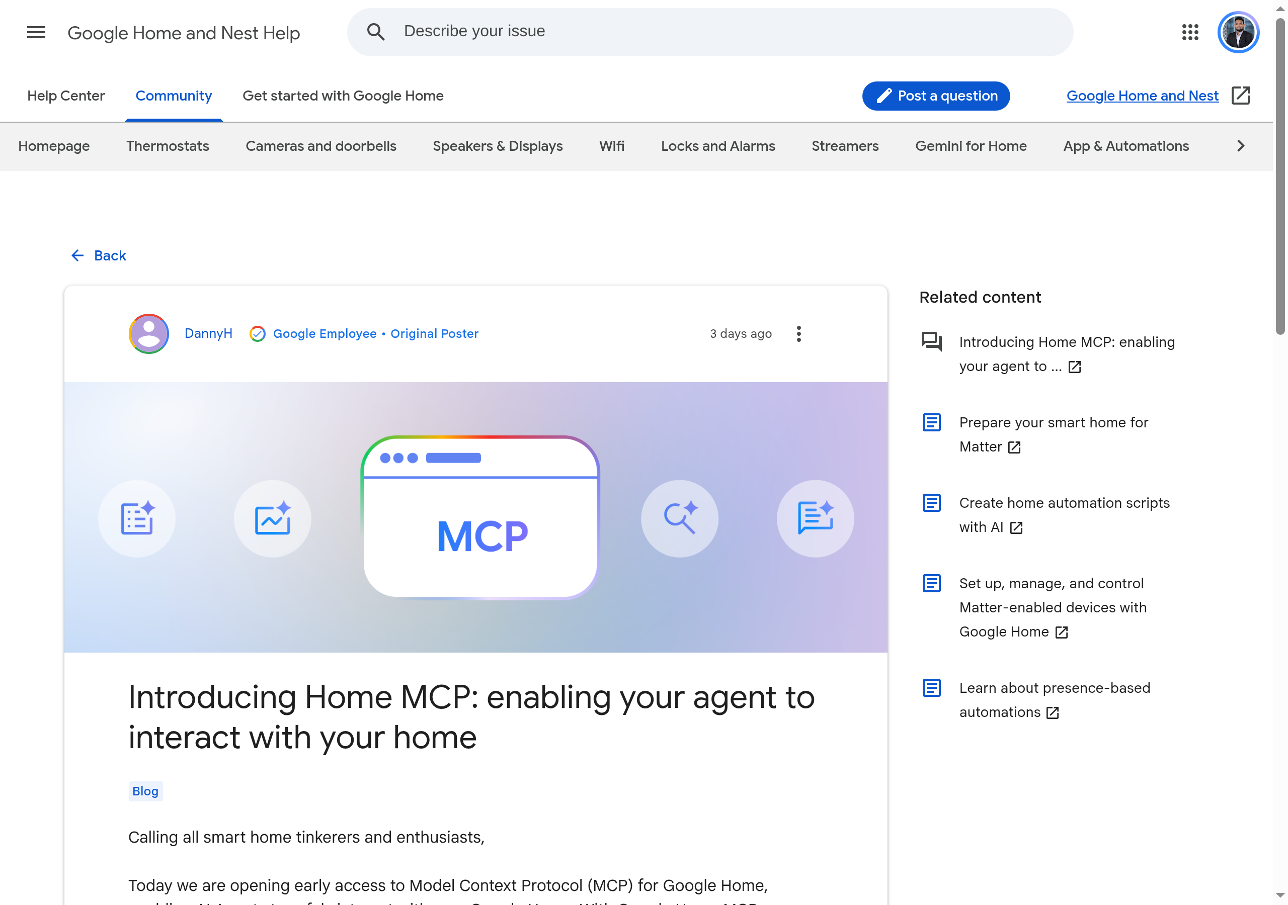 Google Home MCP early access announcement